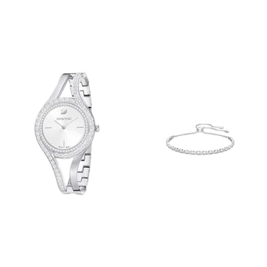 Swarovski Eternal Watch, Metal Bracelet, Silver-colored, Stainless Steel & Subtle Trilogy Bracelet, White, Rhodium-plated on Sale